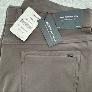 Mizzen+Main Men’s Dark Green Helmsman 34W 34L Athletic Slim Fit Pants NWT